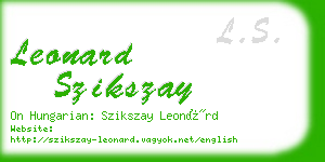 leonard szikszay business card
